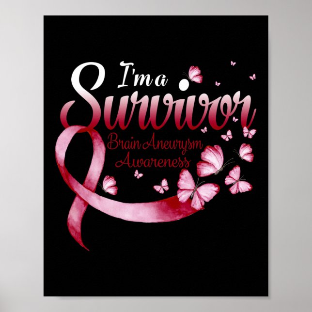 Poster I'm A Survivor Brain Aneurysm Awareness Butterfly  (Frente)
