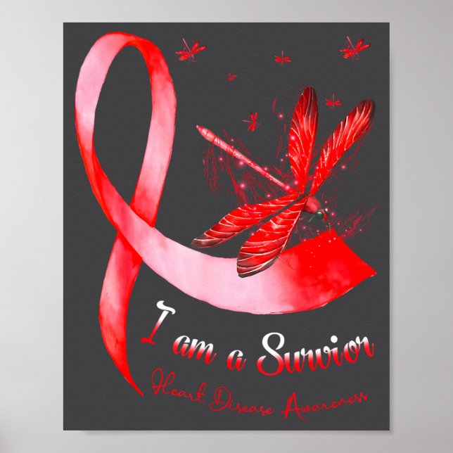 Poster I'm A Survivor Heart Disease Awareness Month Red R (Frente)