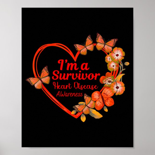 Poster I'm A Survivor Heart Disease Awareness Red Butterf (Frente)