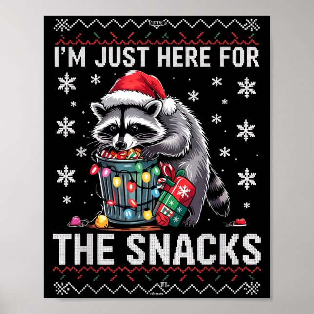 Poster I'm Just Here For Snacks Raccoon Christmas Kids To (Frente)