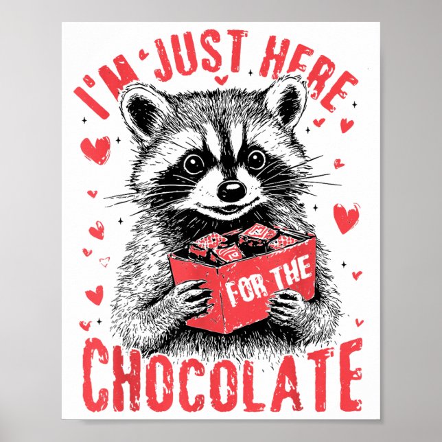 Poster I'm Just Here For The Chocolate Funny Raccoon Vale (Frente)