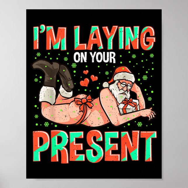Poster I'm Laying On Your Present Christmas Santa Retro X (Frente)