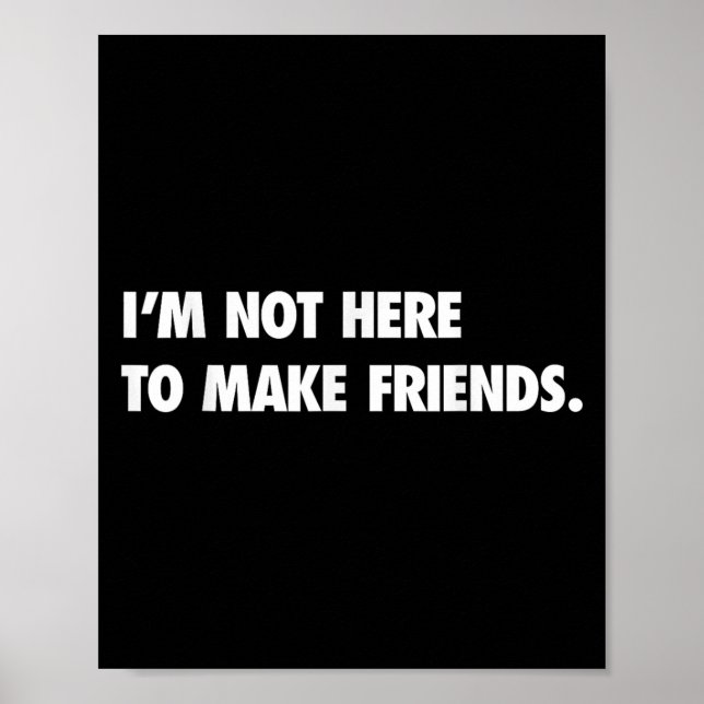 Poster I'm Not Here To Make Friends Humor Sarcastic Gift  (Frente)