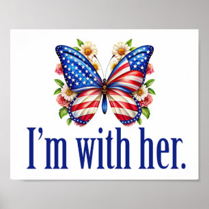 Poster I'm With Her Cute Kamala Harris Butterfly