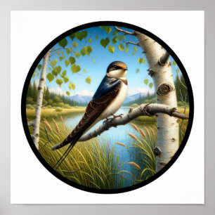 Poster Imagem 3D circular de uma árvore tosca