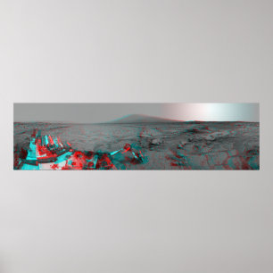 Pôster Imagem 3D do Landrover Mars Landscape Curiosity