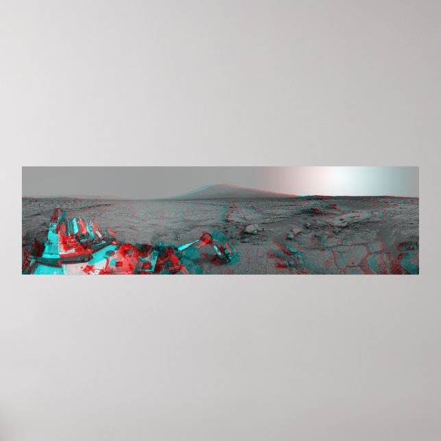 Pôster Imagem 3D do Landrover Mars Landscape Curiosity (Frente)