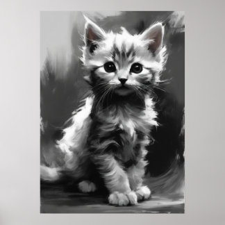 Poster Imagem Ai, Esboço De Carvão. Gatinho Gato