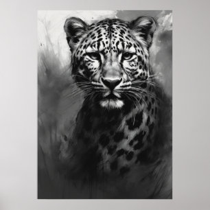 Poster Imagem Ai, Esboço De Carvão. Leopardo