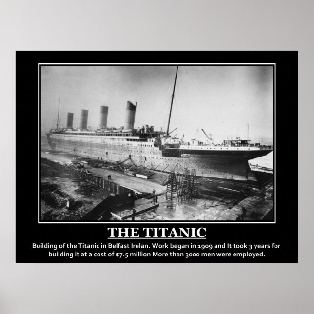 Pôster Imagem Antiga de 1909 da Construção do Titanic (Frente)
