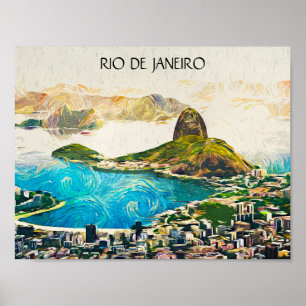 Poster Imagem Colorida da Cidade do Brasil no Rio de Jane