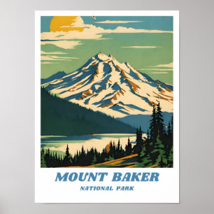 Poster Imagem da Floresta Nacional de Monte Baker Retro D