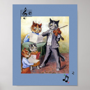 Poster Imagem da pintura da música da família de gato d