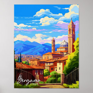 Poster Imagem da viagens vintage de Arte de Bergamo Itáli