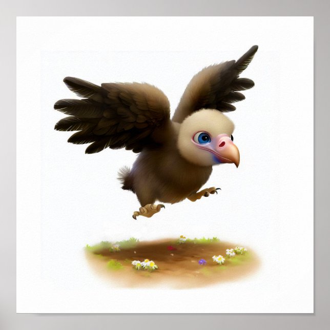 Poster Imagem de Aquarela em 3D de um Condor (Frente)