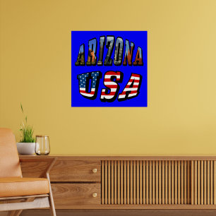 Pôster Imagem de arizona e Texto de Sinalizador EUA