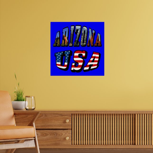 Pôster Imagem de arizona e Texto de Sinalizador EUA (Sala de Estar 2)