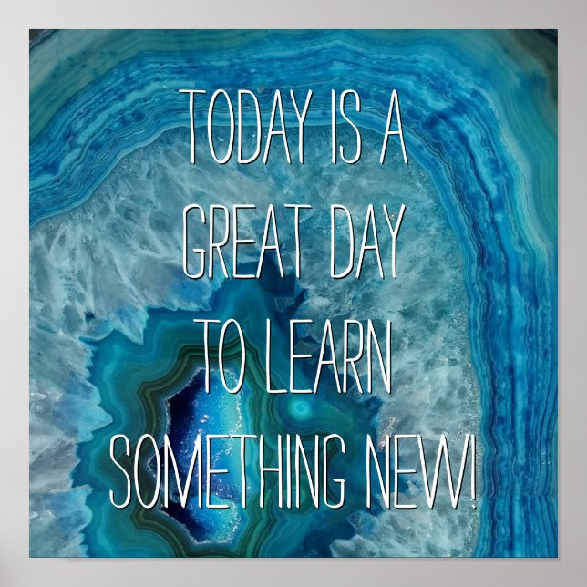 Pôster Imagem de Cristal de Agatos Minerais de Rock Azul (Frente)