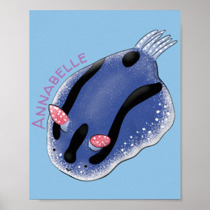 Poster Imagem de desenho animado azul-nudibranch bonito