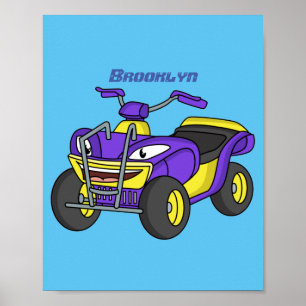 Poster Imagem de desenho animado de bicicleta Quad Roxo