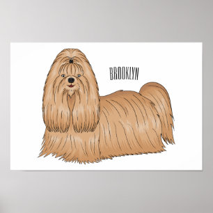 Poster Imagem de desenho animado de cabelos longos Shih t