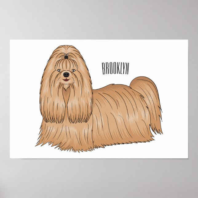 Poster Imagem de desenho animado de cabelos longos Shih t (Frente)