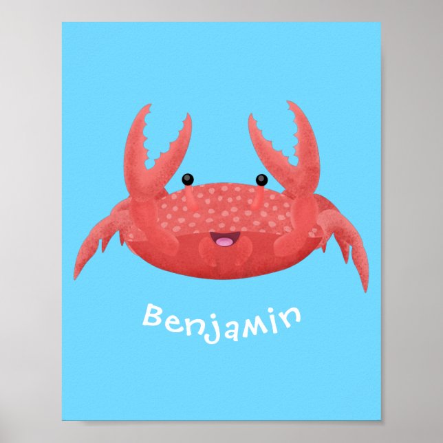 Poster Imagem de desenho animado de caranguejo vermelho-b (Frente)