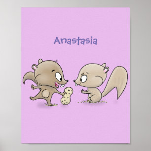 Poster Imagem de desenho animado de esquilos engraçados