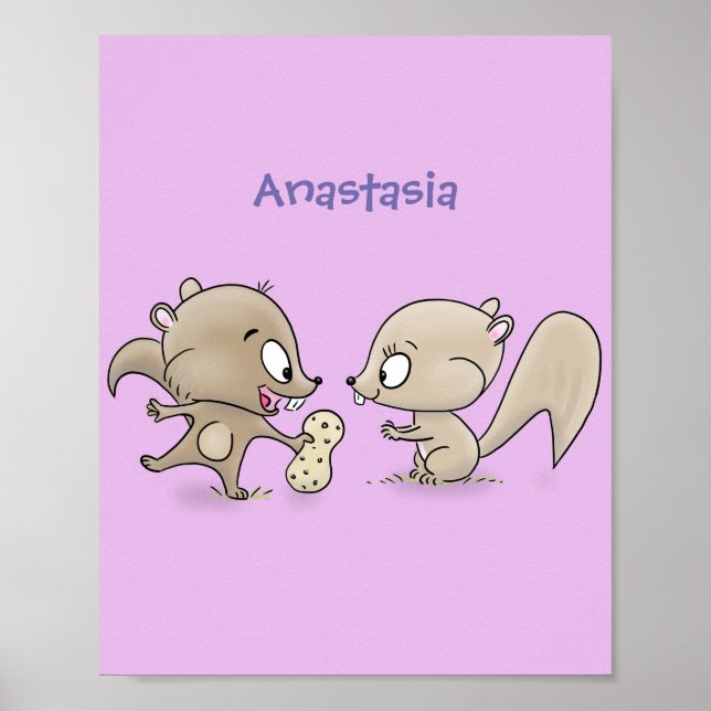 Poster Imagem de desenho animado de esquilos engraçados (Frente)