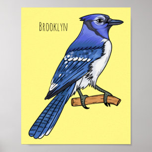 Poster Imagem de desenho animado de pássaro azul
