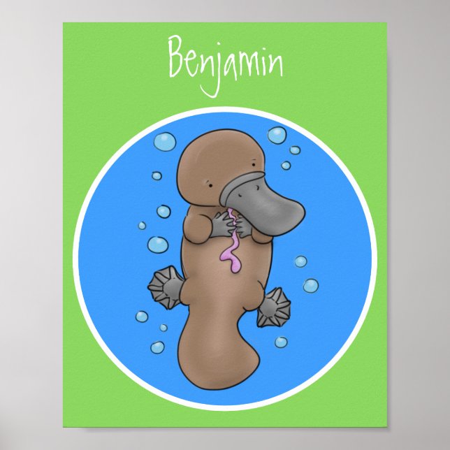 Poster Imagem de desenho animado de platypus de bebê feli (Frente)