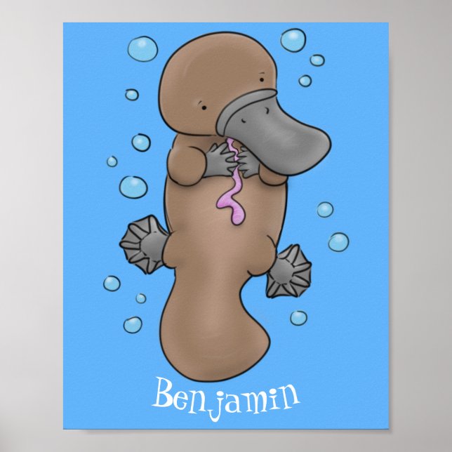 Poster Imagem de desenho animado de platypus de bebê feli (Frente)