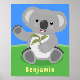 Poster Imagem de desenho animado de um coala feliz e boni