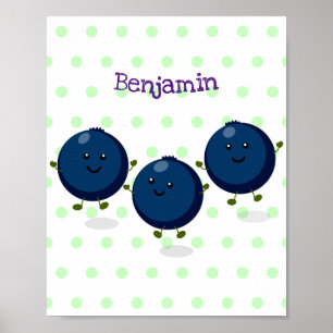 Poster Imagem de desenhos animados roxos de mirtilos bran