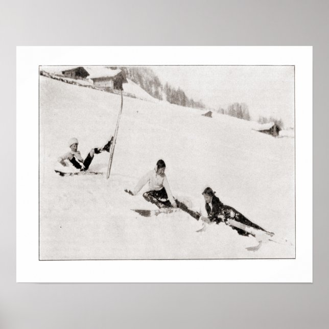 Pôster Imagem de esqui, diversão na neve (Frente)