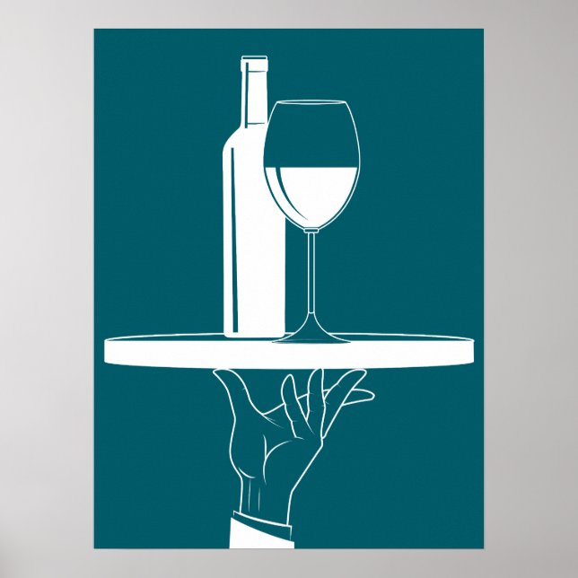 Poster Imagem de Linhas Brancas Legal da mão do garçom (Frente)