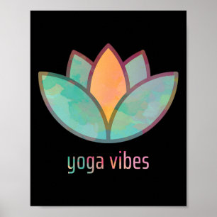 Poster Imagem de Lótus Yoga Vibes em Design de Aquarela E
