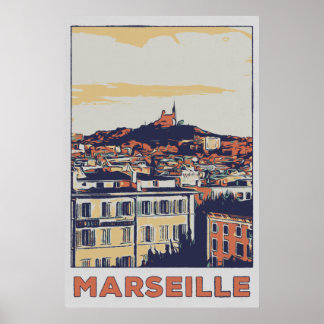 Poster Imagem de Marselha, ilustração da cidade, França