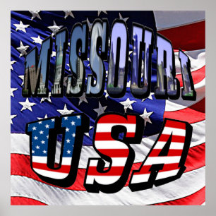 Pôster Imagem de Missouri e texto dos EUA