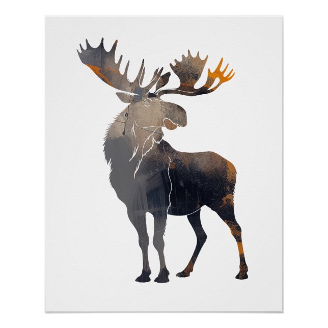 Pôster Imagem de Moose Wildlife Natureza Silhouette Joy (Frente)