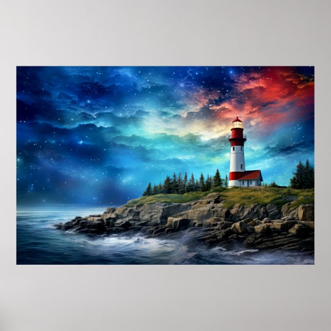 Poster Imagem de Paisagem Fantástica da Natureza do Farol (Frente)