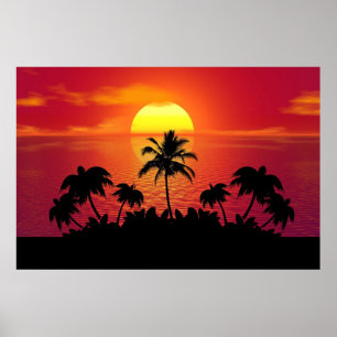Poster Imagem de Palmeiras Sunset Nature