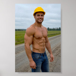 Poster Imagem de Trabalhador de Construção Musculoso Nº 1