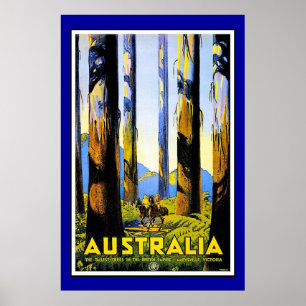Pôster Imagem de Viagem Austrália Vintage Retro para Impr