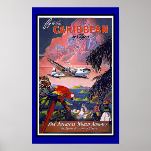 Pôster Imagem de Viagem Caribe Retro Vintage Impressa