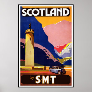 Pôster Imagem de Viagem Escócia Retro Vintage Impressa