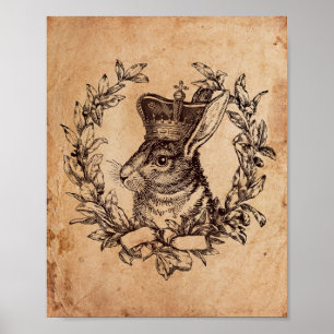 Poster Imagem de Vintage - Real Rabbit Crown - Antigo Pap