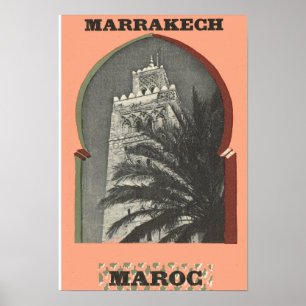Poster Imagem de vintagem de réplica, Marraquexe, Maroc