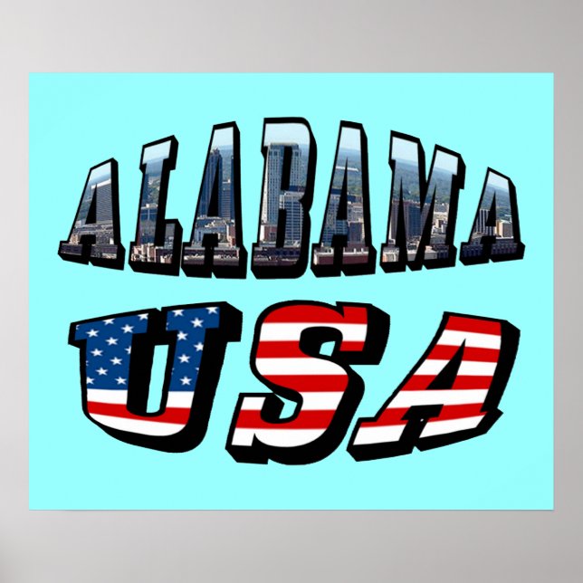 Pôster Imagem do Alabama e bandeira dos EUA Font (Frente)