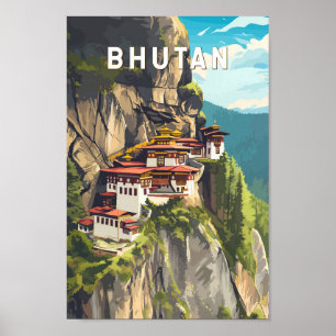 Poster Imagem do Butão Viagem Art Vintage